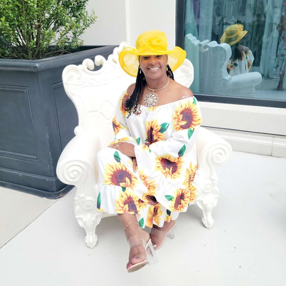 Sunflower Print Bell Sleeve Ruffle Hem Swing Dress - Picture 2 of 6